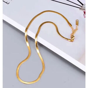 NEW Yellow Gold 3mm Herringbone Chain Necklace‎